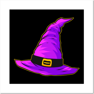 Evil Witch Hat Purple Magic Hat Halloween Posters and Art